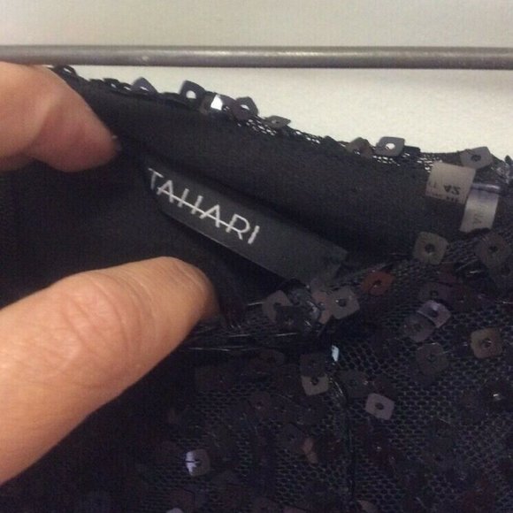 Black Sequin Mini Pencil Straight Skirt Tahari 6 - Picture 5 of 8